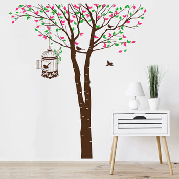 Vinilo Decorativo Árbol y Jaula