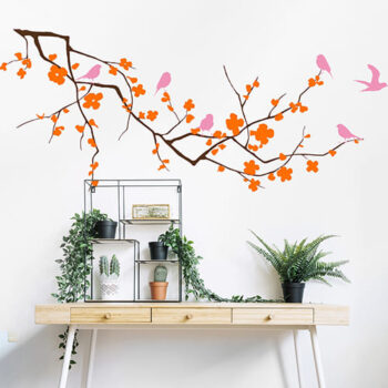 Vinilo Decorativo Rama Horizontal y Aves