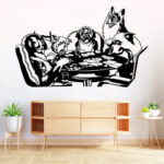 Vinilo Decorativo Perros Jugando Póker