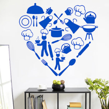 Vinilo Decorativo Corazón Elementos De Cocina