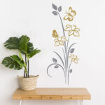 Vinilo Decorativo Mariposas y Flor