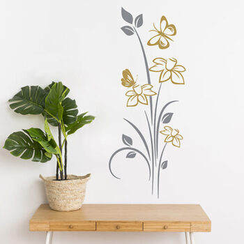 Vinilo Decorativo Mariposas y Flor