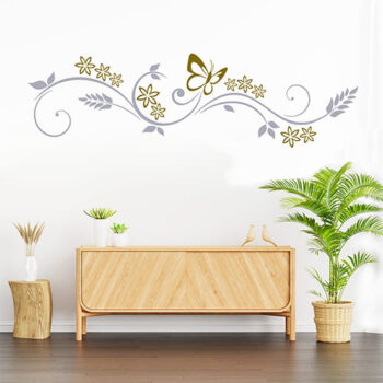 Vinilo Decorativo Mariposa y Flor
