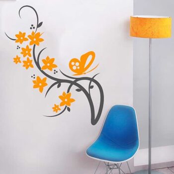Vinilo Decorativo Mariposa y Enredadera