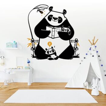 Vinilo Decorativo Pandas Leyendo