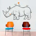 Vinilo Decorativo Rinoceronte y Aves