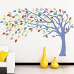 Vinilo Decorativo Árbol Otoño Azul