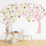 Vinilo Decorativo Árbol Otoño Rosado
