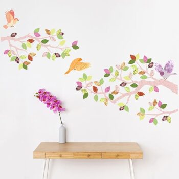 Vinilo Decorativo Árbol Rama Rosado
